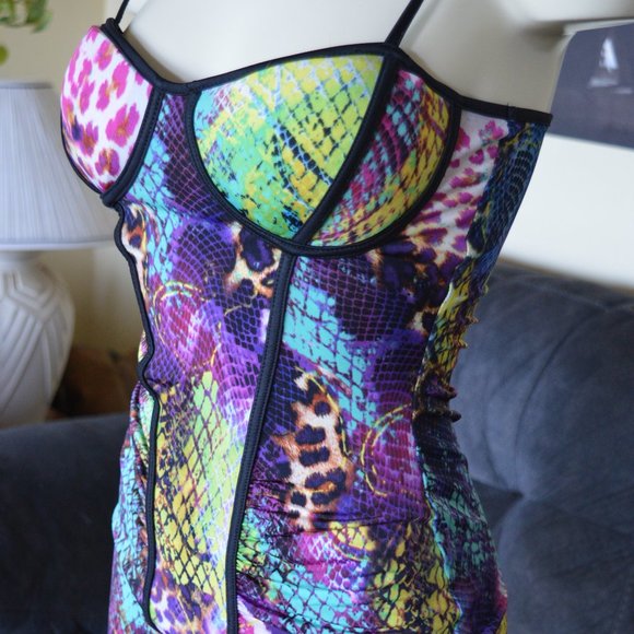 Symphony Ruched Slip Animal Print Snake Leopard Nighty Dress - Picture 3 of 8